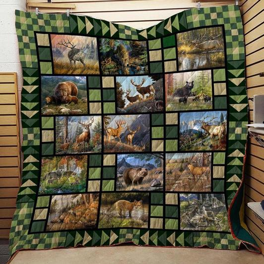 Hunting Animals Fleece Blanket | Adult 60×80 inch | Youth 45×60 inch | Colorful | BK3642