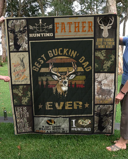 Hunting Best Buckin Dad Ever Fleece Blanket | Adult 60×80 inch | Youth 45×60 inch | Colorful | BK3714