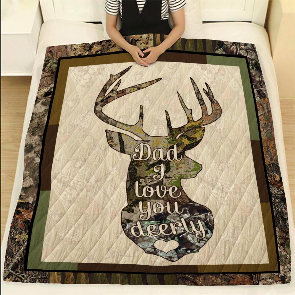 Hunting Dad I Love You Deerly Fleece Blanket | Adult 60×80 inch | Youth 45×60 inch | Colorful | BK3624