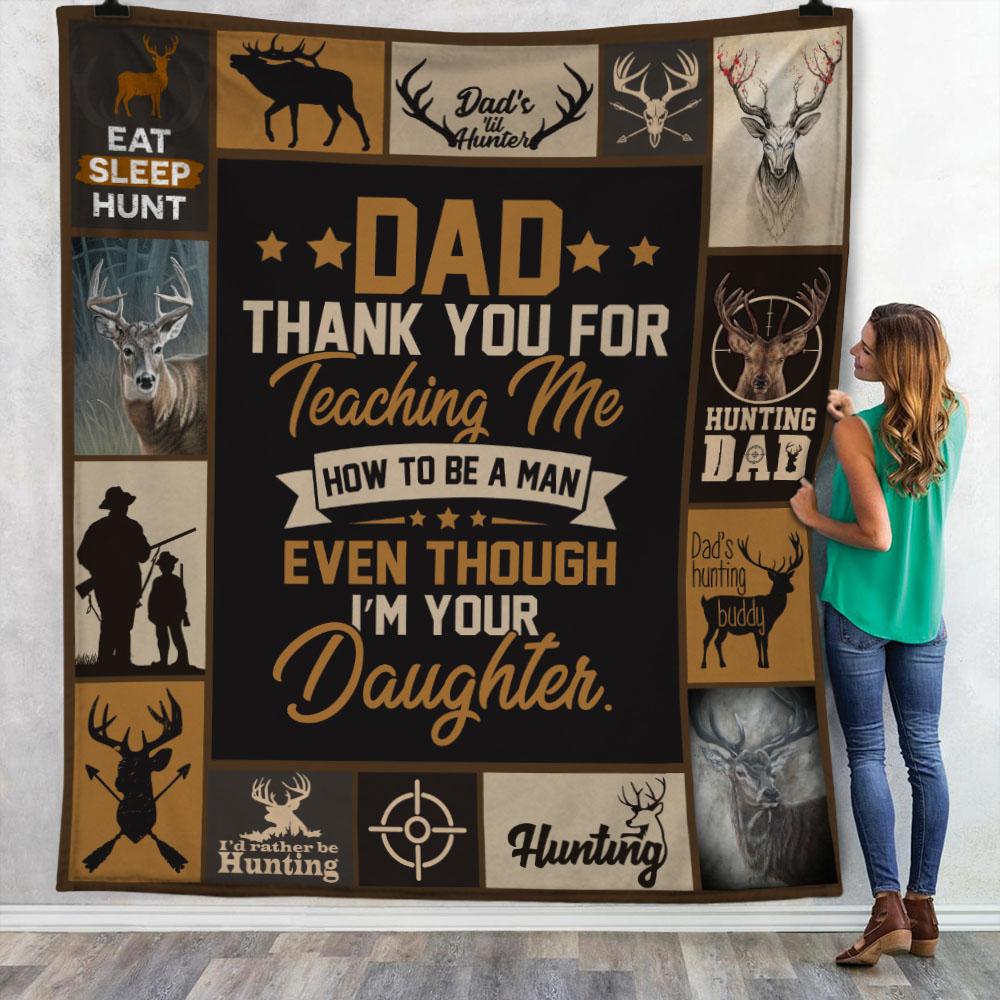 Hunting Dad Fleece Blanket | Adult 60×80 inch | Youth 45×60 inch | Colorful | BK3682