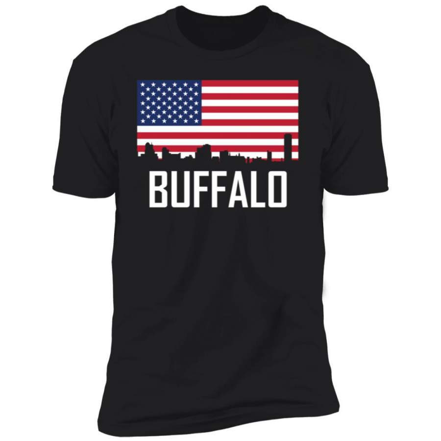 Buffalo New York Skyline American Flag T-Shirt