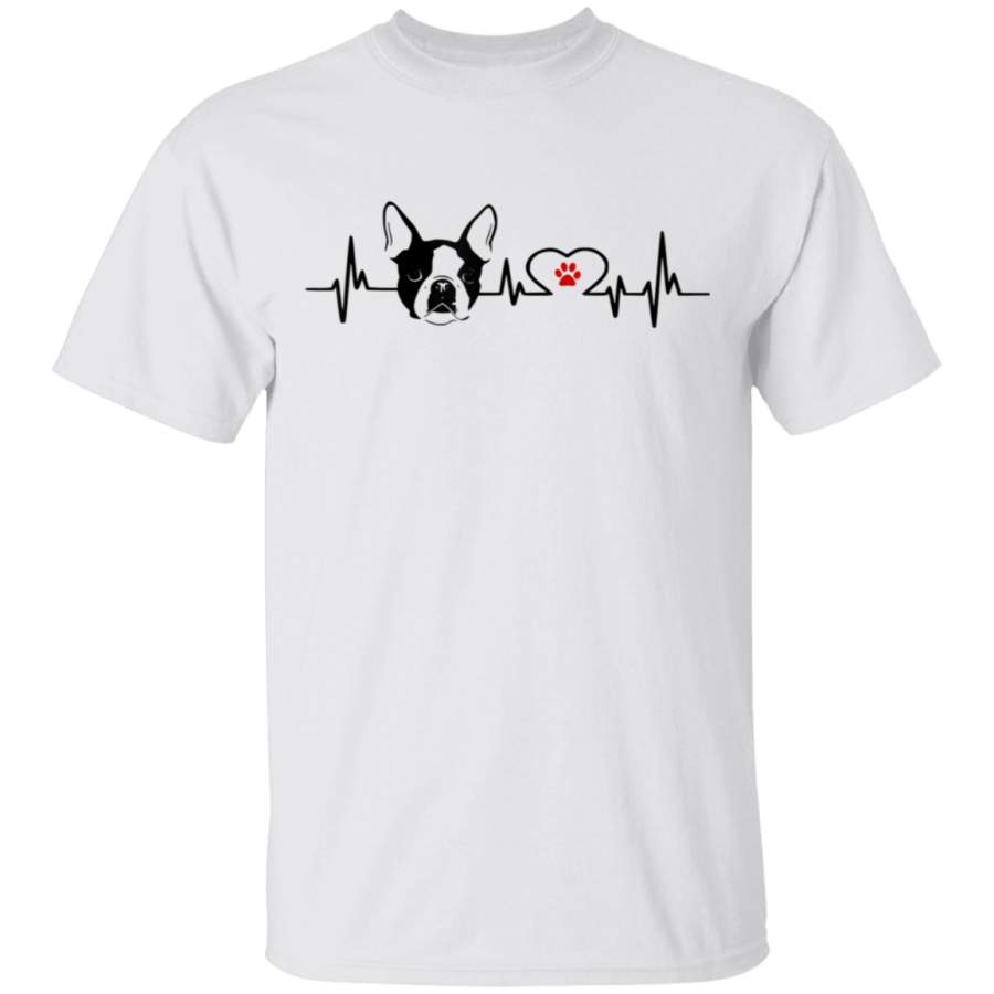 Boston Terrier Heartbeat Heart Line TShirt