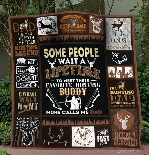 Hunting Some People Wait A Lifetime Fleece Blanket | Adult 60×80 inch | Youth 45×60 inch | Colorful | BK3636