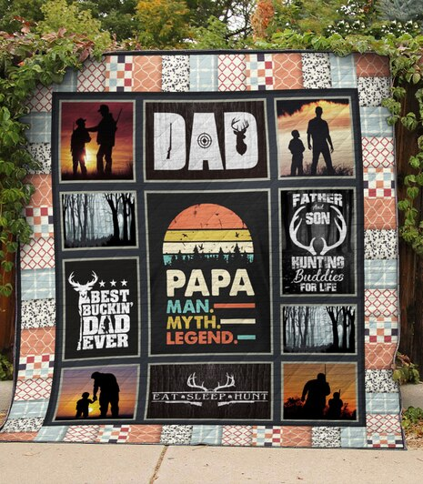 Hunting Papa Man Myth Legend Fleece Blanket | Adult 60×80 inch | Youth 45×60 inch | Colorful | BK3630