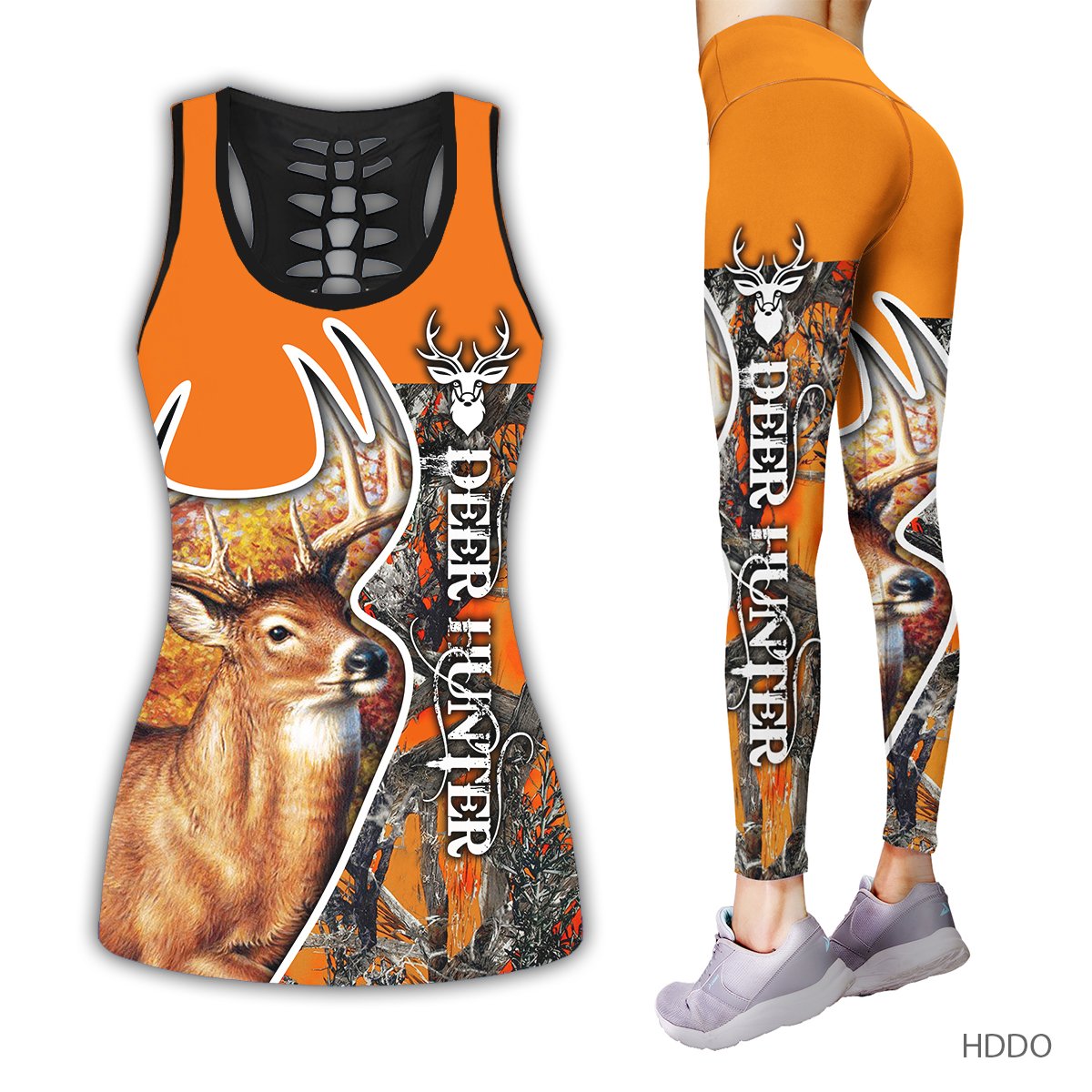 Hunting Orange Legging and Hollow Out Tank Top Set Outfit For Women | Full Size | Colorful | LGS1244