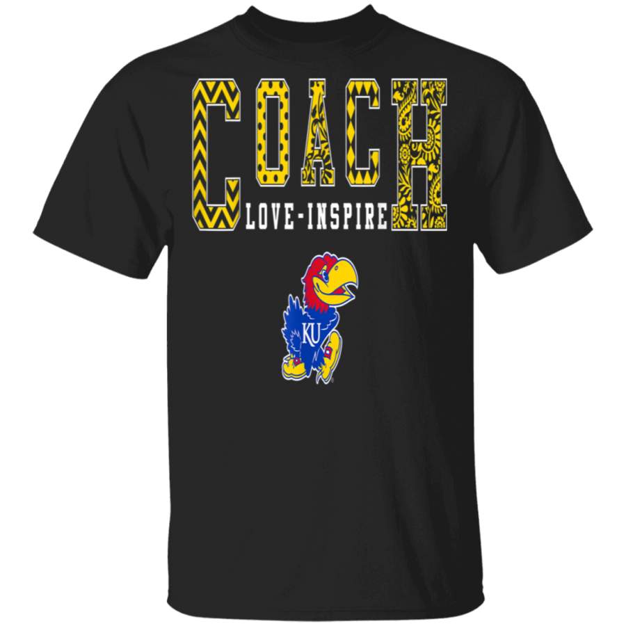 Kansas Jayhawks Coach Love Inspire Slogan Patterned Team TShirt