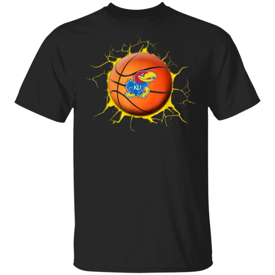 Kansas Jayhawks Cracked Basketball TShirt Apparel