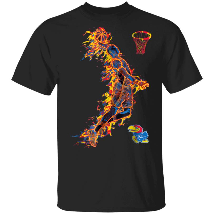 Kansas Jayhawks Basketball Player On Fire TShirt Apparel