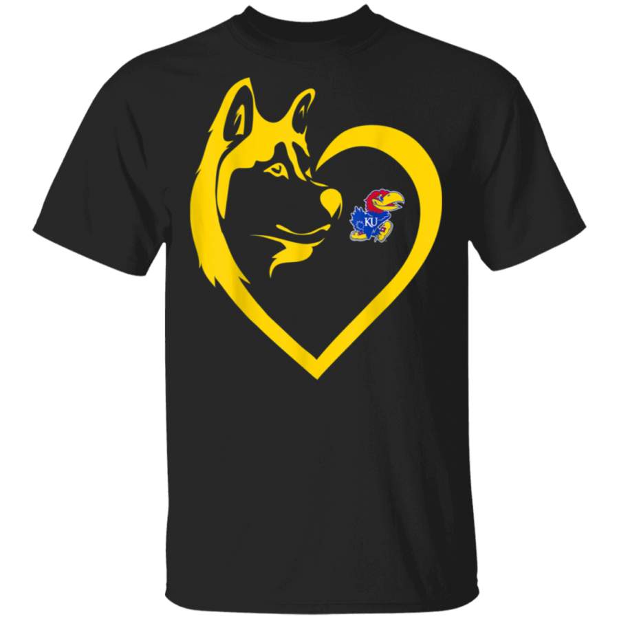 Kansas Jayhawks Dogs Husky Heart Team Student Graphic TShirt