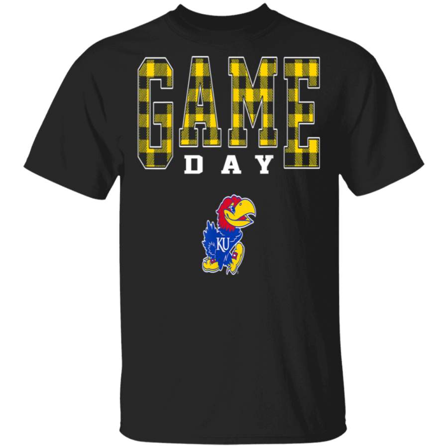 Kansas Jayhawks Game Day Checked Pattern Team Print TShirt