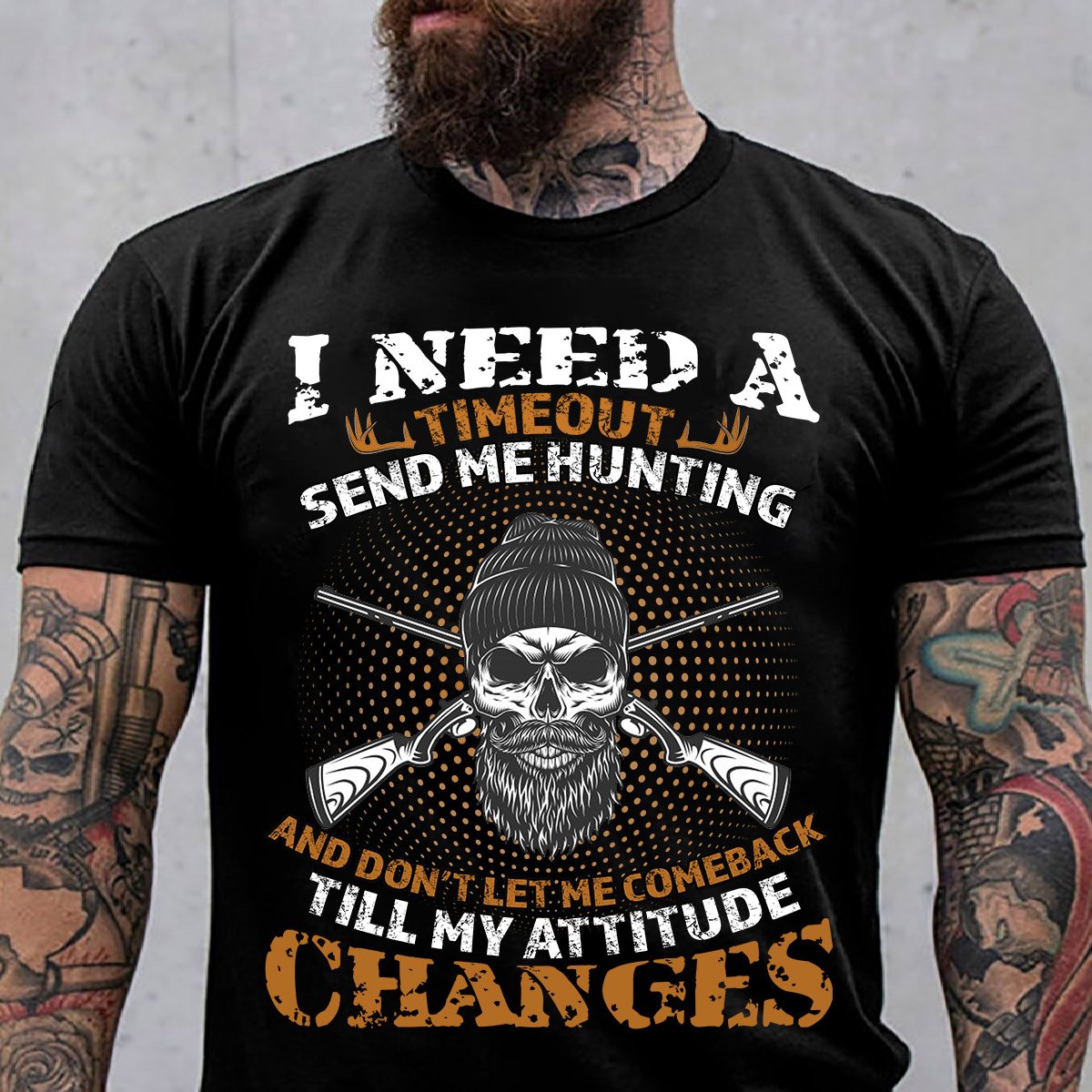 I Need A Time Out Send Me Hunting Unisex T Shirt | Full Size | Adult | Black| H3190