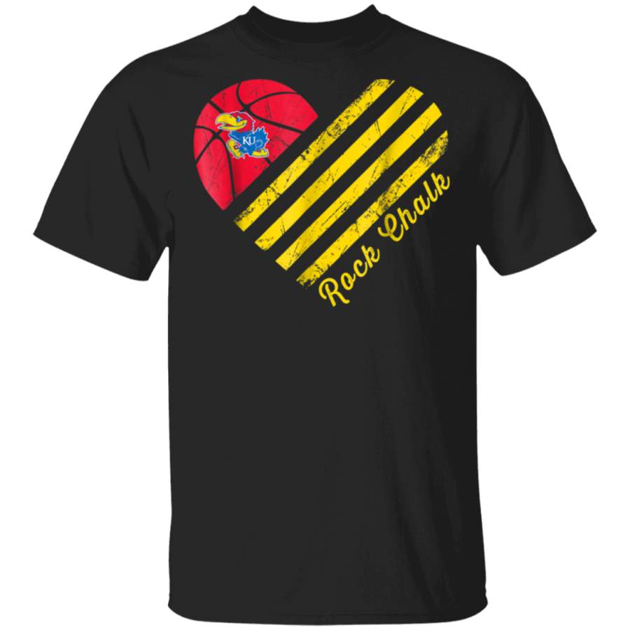 Kansas Jayhawks Basketball Flag Heart TShirt Apparel