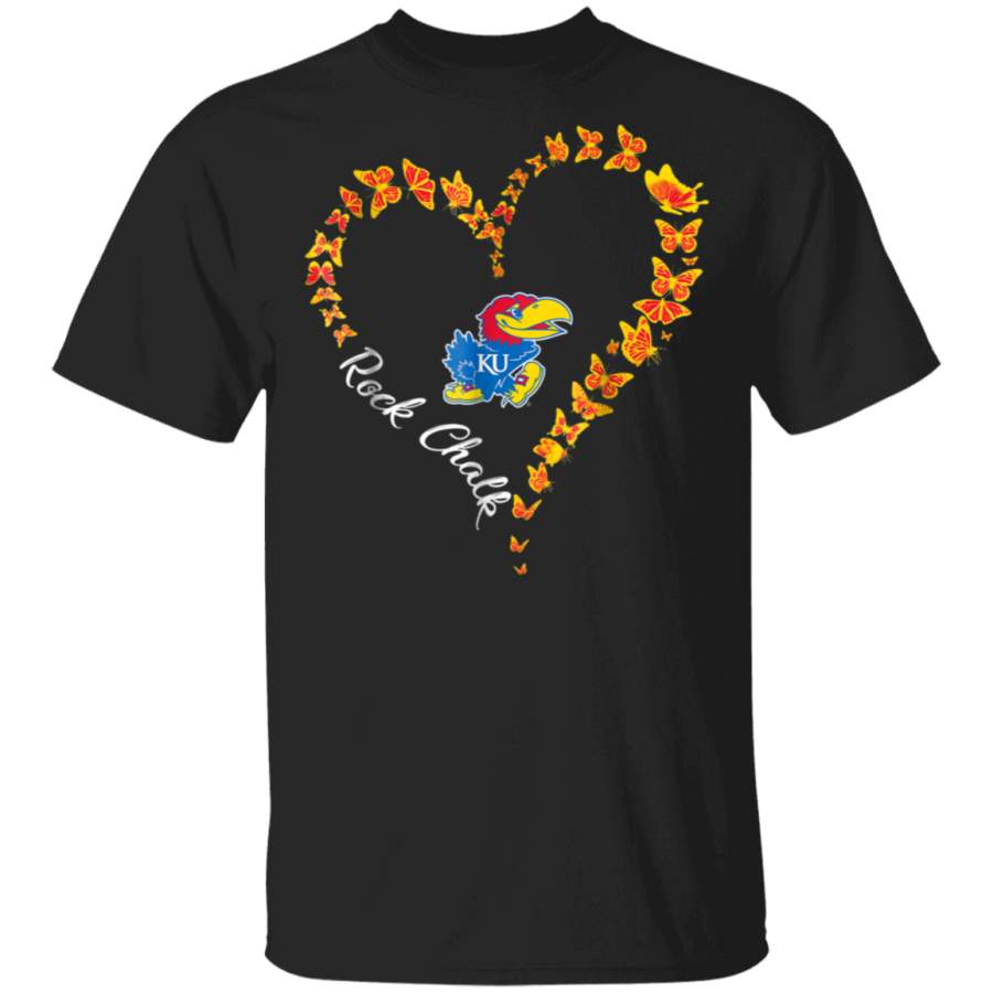 Kansas Jayhawks Butterflies Heart TShirt Apparel