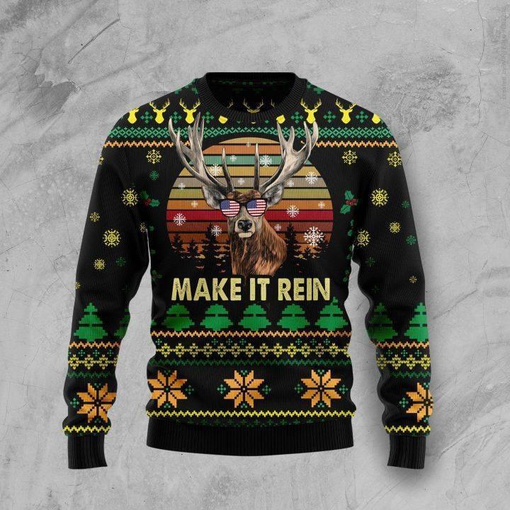 Make It Rein Hunting Christmas Ugly Sweater | Unisex | Full Size | Adult | Colorful | US3072