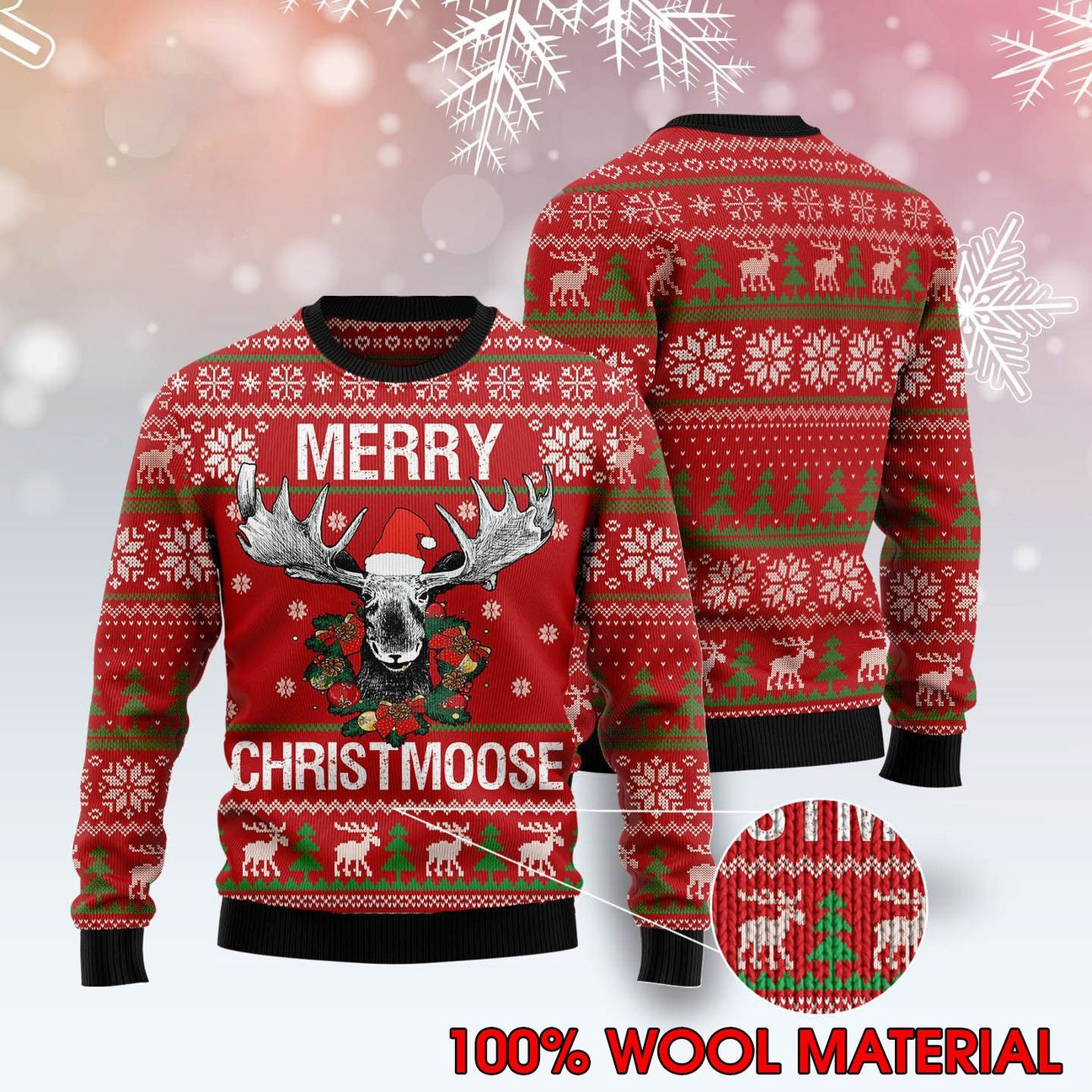 Moose Hunting Christmas Ugly Sweater | Unisex | Full Size | Adult | Colorful | US3012