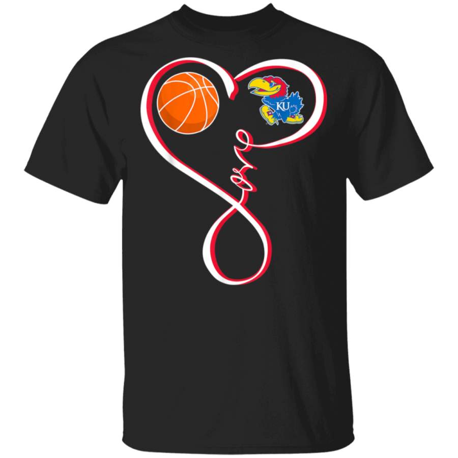 Kansas Jayhawks Infinity Love Heart Basketball TShirt