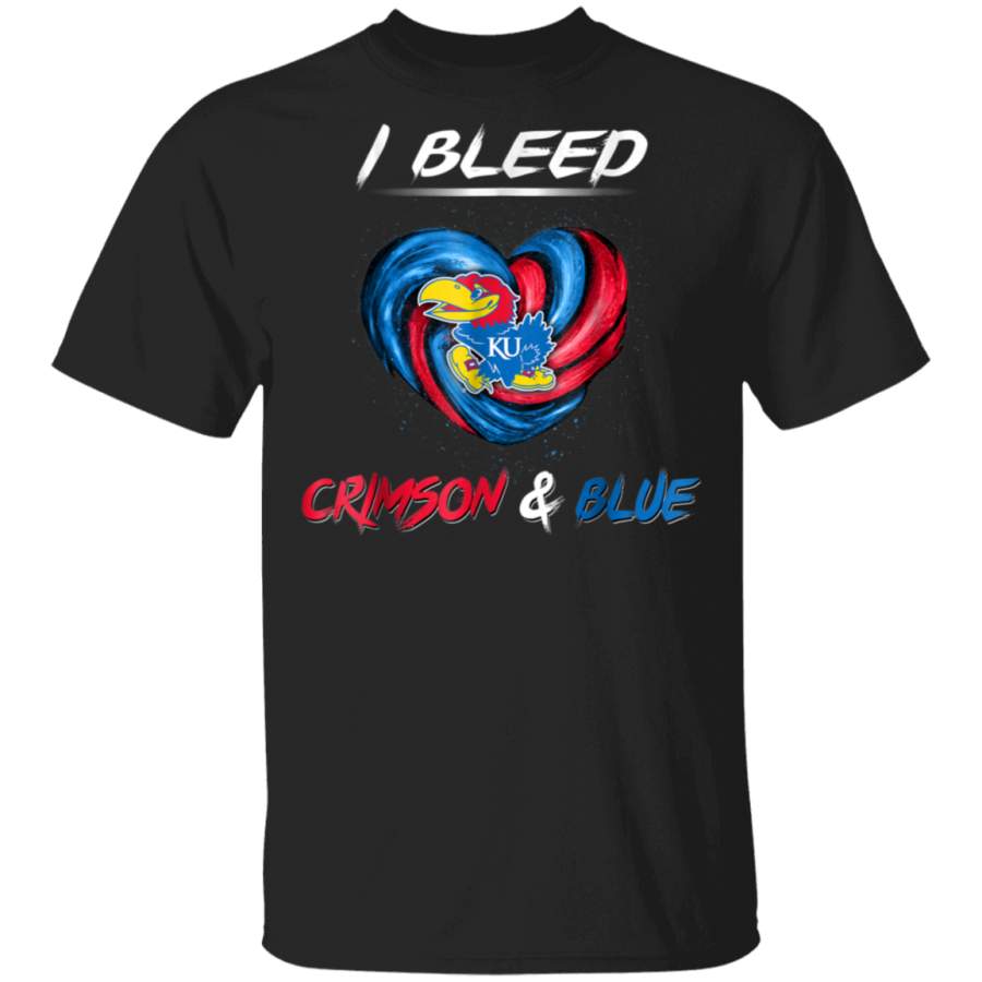 Kansas Jayhawks I Bleed Hurricane Heart TShirt Apparel