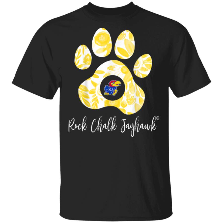 Kansas Jayhawks Beautiful Floral Paw Team Student TShirt