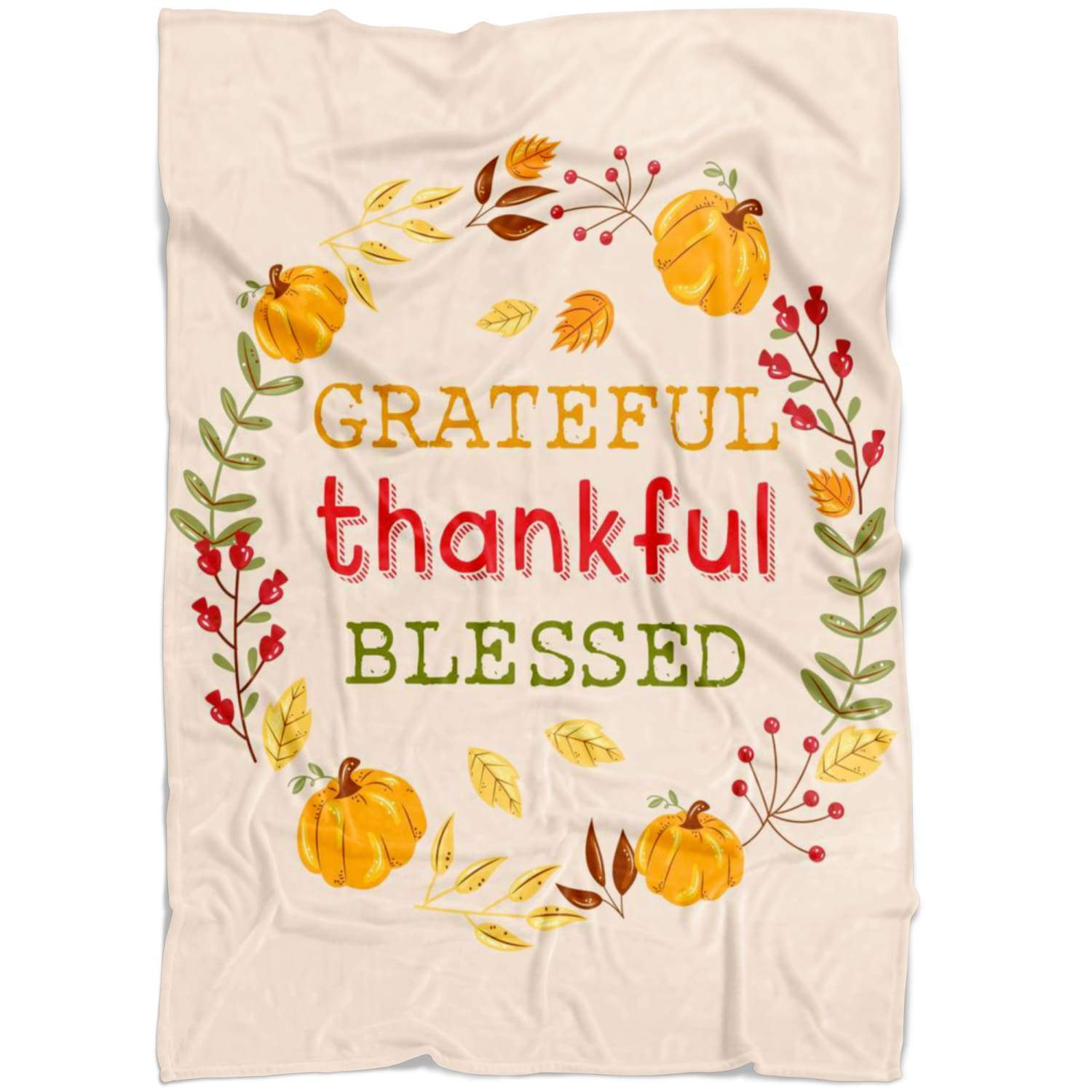 Thankful grateful blessed happy Fleece Blanket | Adult 60×80 inch | Youth 45×60 inch | Colorful | BK2725