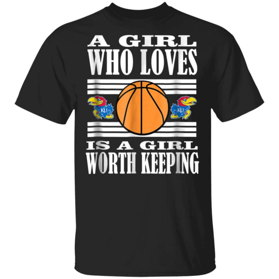 Kansas Jayhawks A Girl Who Loves Basketball Kansas TShirt