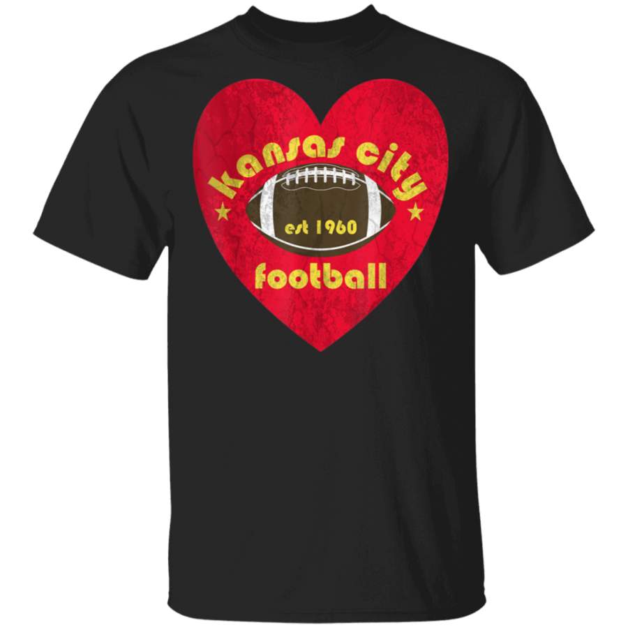 I Love Kansas City Football Heart Vintage Distressed TShirt