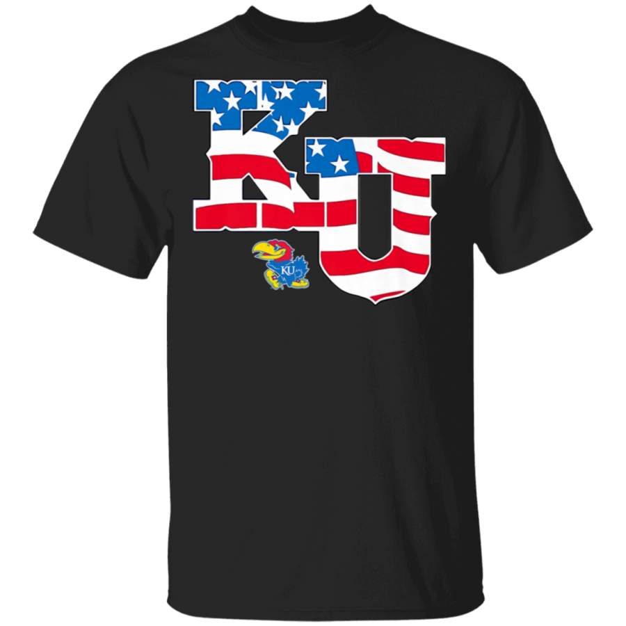 Kansas Jayhawks American Flag Pattern TShirt Apparel