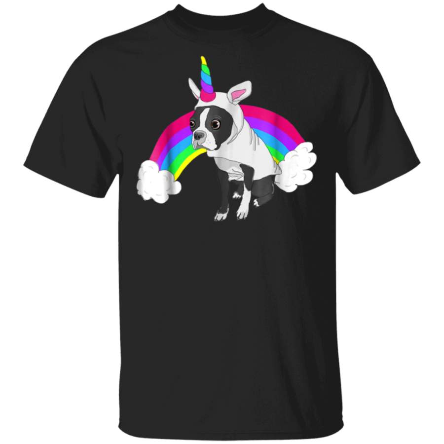 Cute Boston Terrier Unicorn Rainbow Tee Shirt