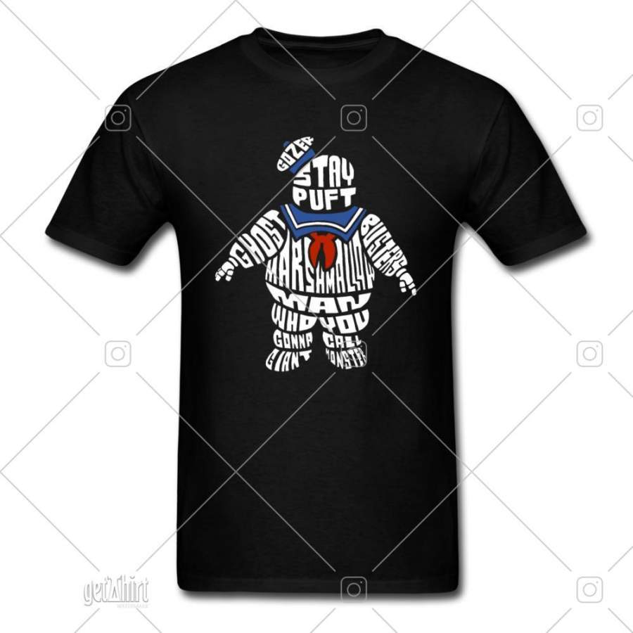 Ghostbusters Marshmallow Man T-Shirt Calligram Stay Puff Gozer Tee