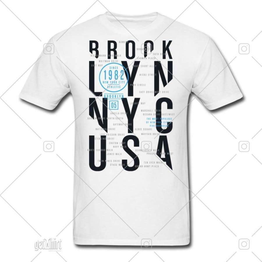 Brooklyn New York Tee Street Names Men’s T-Shirt