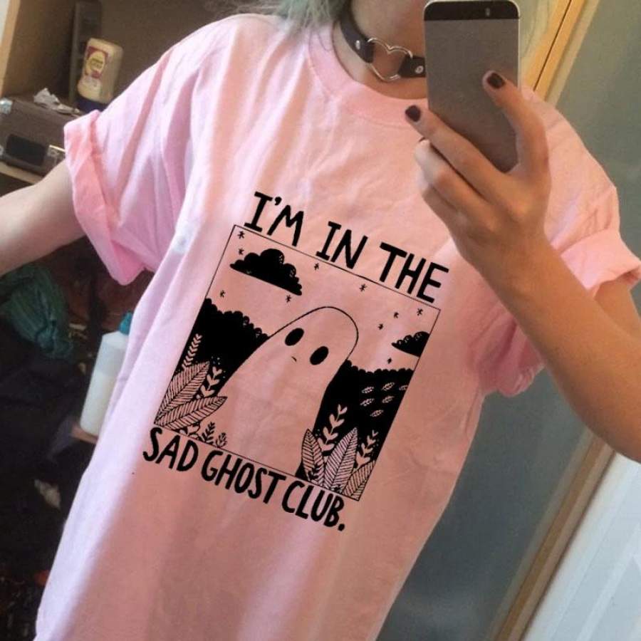 I’M In The Sad Ghost Club Gothic Short Sleeves Loose 90S Fashion Tumblr Shirt