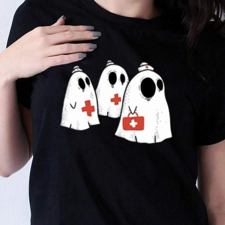 Ghost Nurse T Shirt Halloween Casual T Shirt Women Men