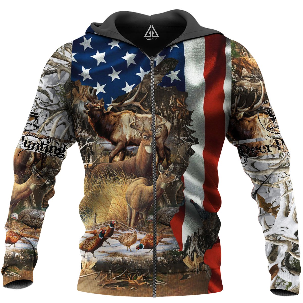 Jag American Flag Hunting 3D All Over Print | Hoodie | Unisex | Full Size | Adult | Colorful | HT4233