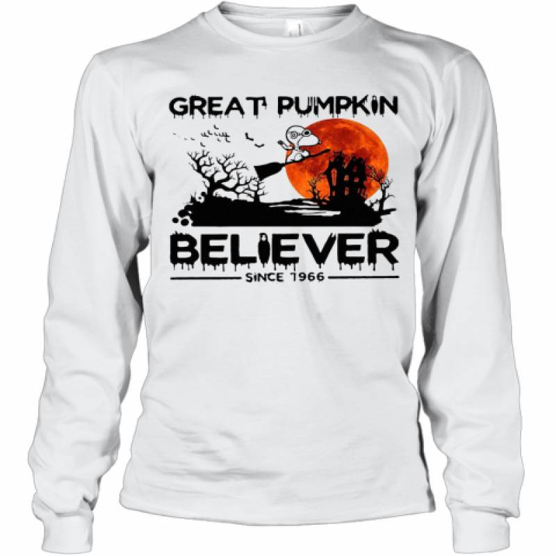 Halloween Snoopy Great Pumpkin Believer Since 1966 Sunset Long Sleeve T-Shirt