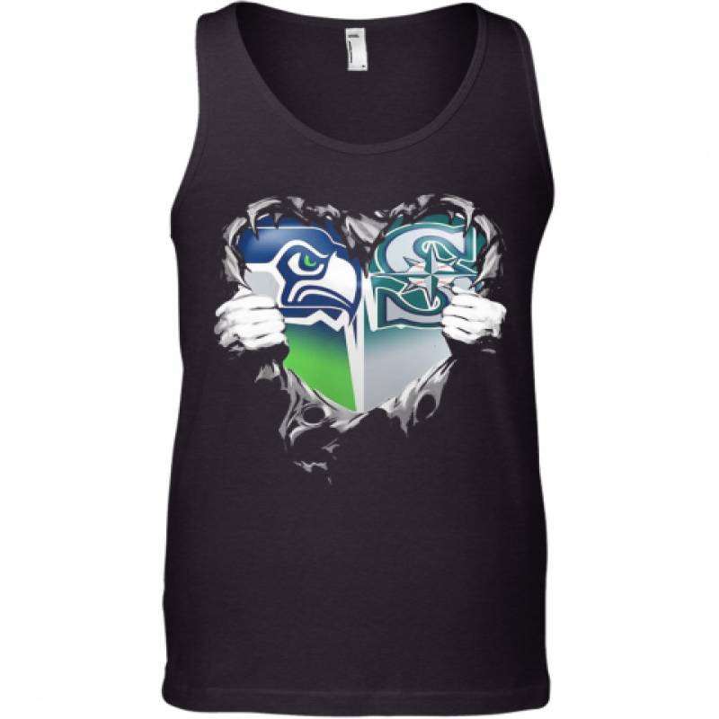 Blood Inside Seattle Seahawks And Seattle Mariners Heart Tank Top