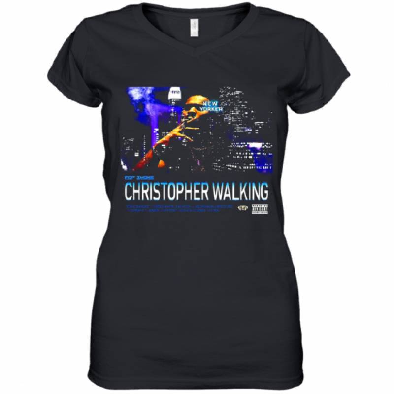 Christopher Walking Realpopsmoke Merch Pop Smoke King Of New York Women's V-Neck T-Shirt