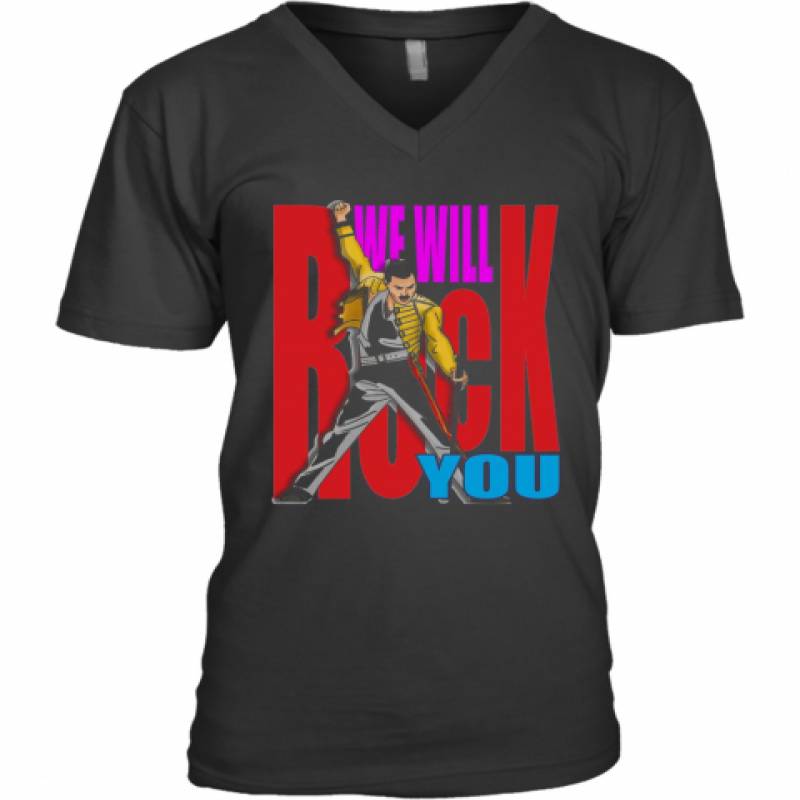 Freddie Mercury We Will Rock You Color V-Neck T-Shirt