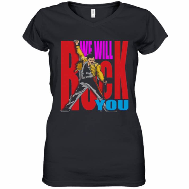 Freddie Mercury We Will Rock You Color Women's V-Neck T-Shirt