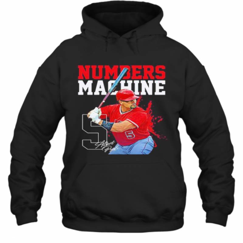 Albert Pujols 5 Numbers Machine Los Angeles Baseball Signature Hoodie