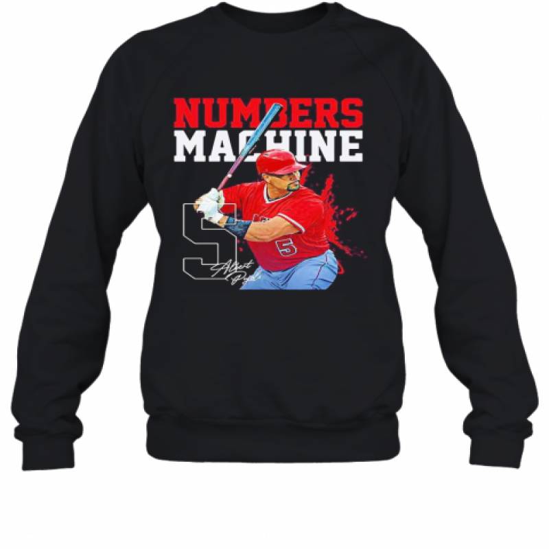 Albert Pujols 5 Numbers Machine Los Angeles Baseball Signature Sweatshirt