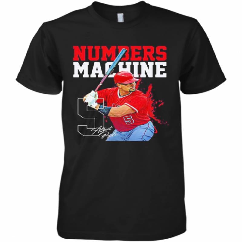 Albert Pujols 5 Numbers Machine Los Angeles Baseball Signature Premium Men's T-Shirt