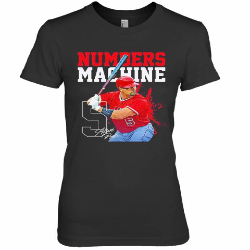 Albert Pujols 5 Numbers Machine Los Angeles Baseball Signature Premium Women's T-Shirt