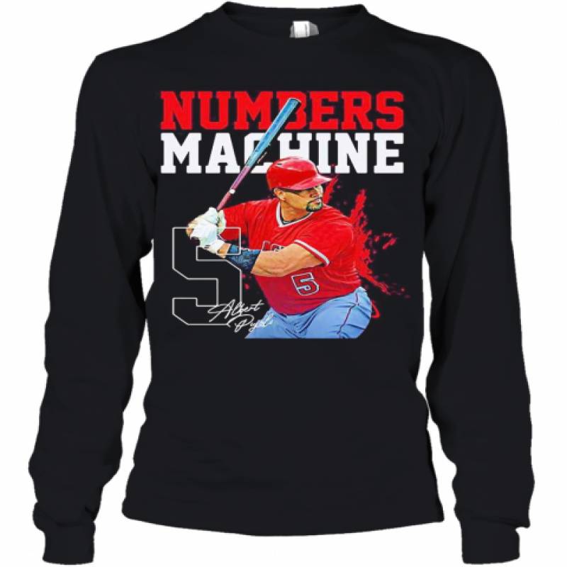 Albert Pujols 5 Numbers Machine Los Angeles Baseball Signature Youth Long Sleeve