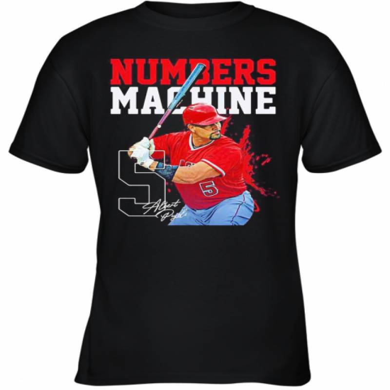 Albert Pujols 5 Numbers Machine Los Angeles Baseball Signature Youth T-Shirt