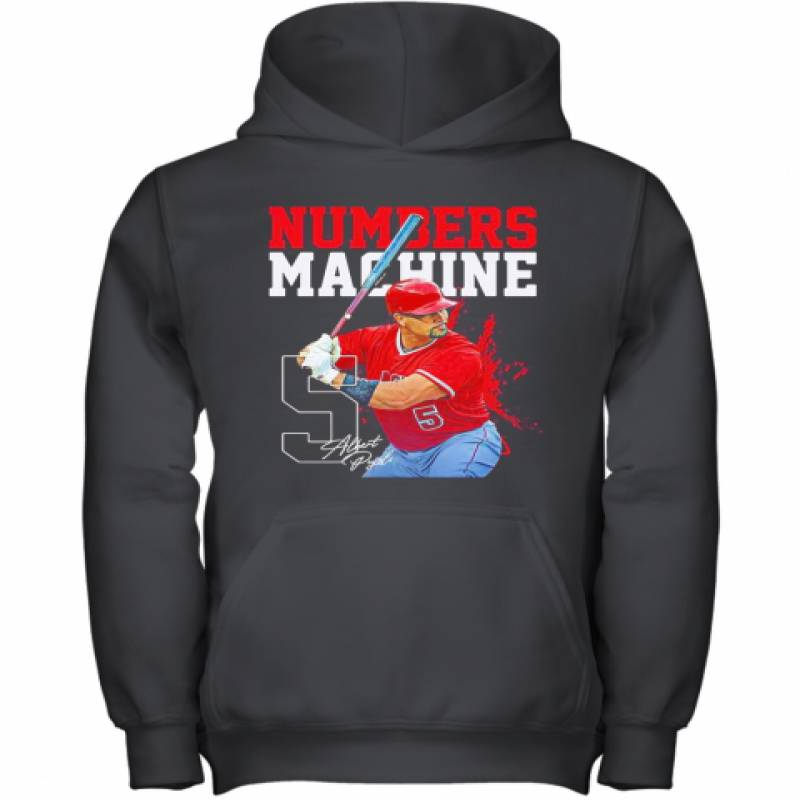 Albert Pujols 5 Numbers Machine Los Angeles Baseball Signature Youth Hoodie