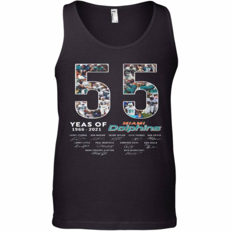 55 Years Of 1966 2021 Miami Dolphins Signatures Tank Top