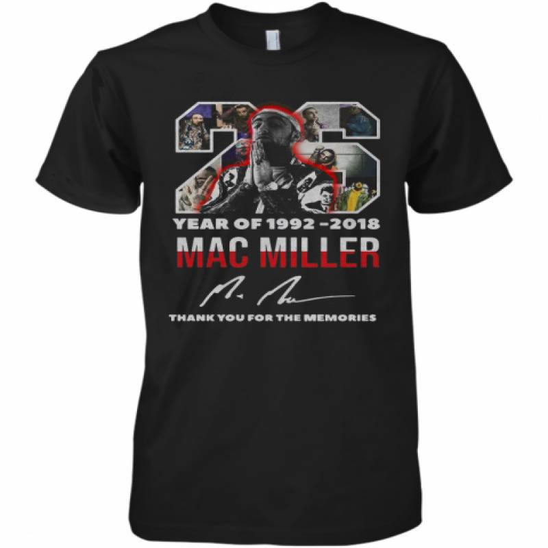 26 Year Of 1992 2018 Mac Miller Thank You For The Memories Signature Premium Men's T-Shirt