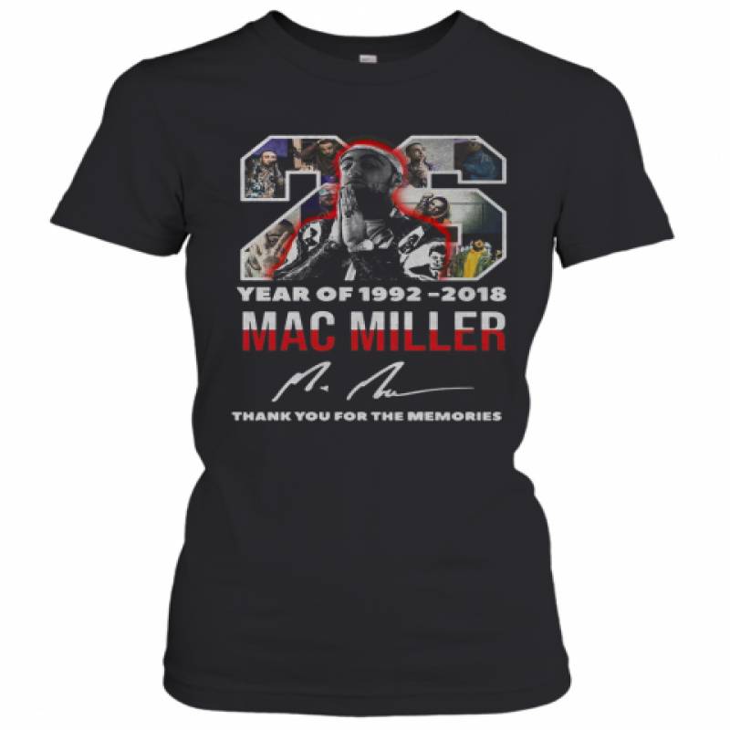 26 Year Of 1992 2018 Mac Miller Thank You For The Memories Signature Women's T-Shirt