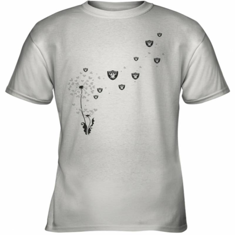 Dandelion Flower Los Angeles Raiders Football Logo Hearts Youth T-Shirt