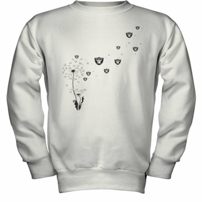 Dandelion Flower Los Angeles Raiders Football Logo Hearts Youth Sweatshirt