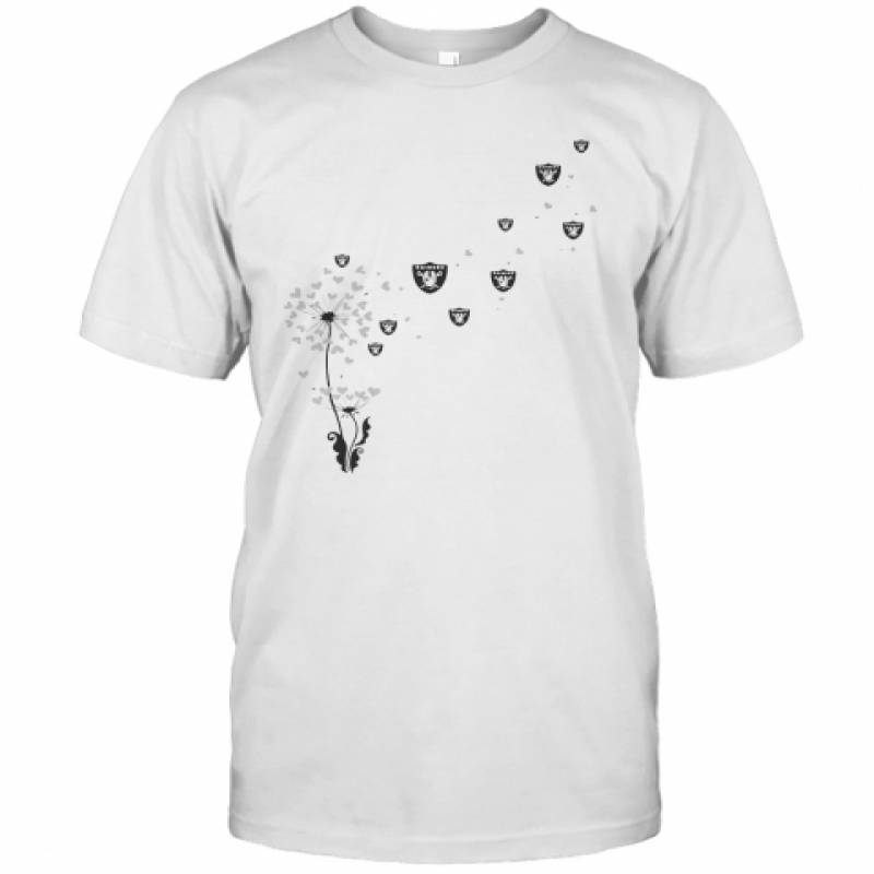 Dandelion Flower Los Angeles Raiders Football Logo Hearts T-Shirt